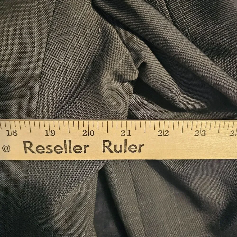 Hart Schaffner Marx Mens Grey Wool Windowpane Blazer Sportcoat 40R Flaw